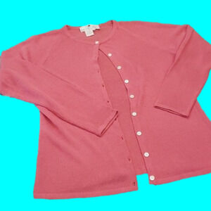 SAKS FIFTH AVENUE pink Buttoned CARDIGAN Large Size